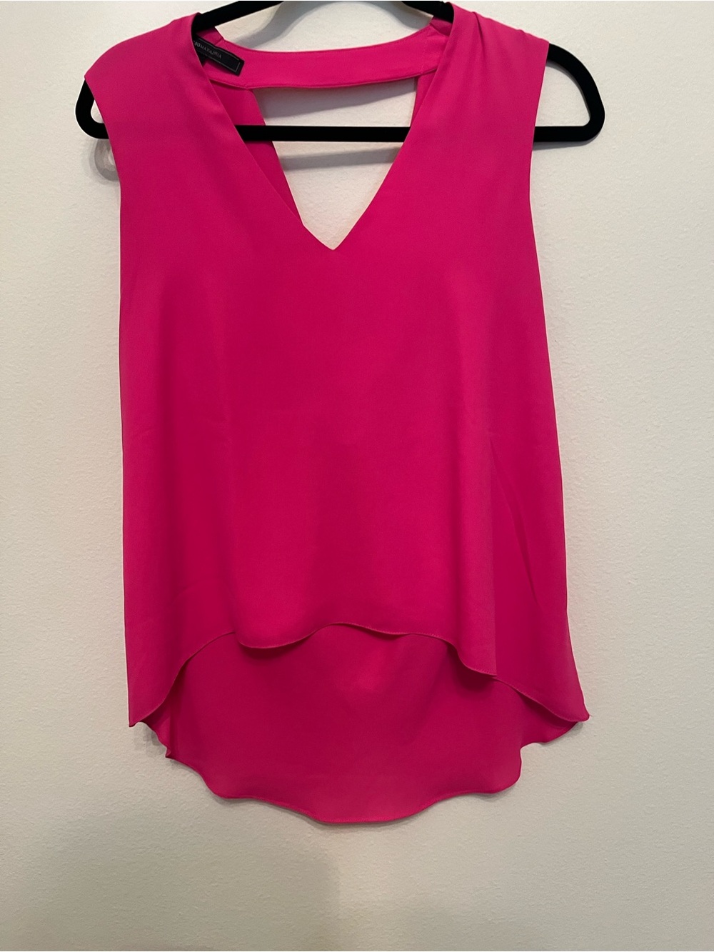 Sleeveless V-Neck Layered Pink Blouse